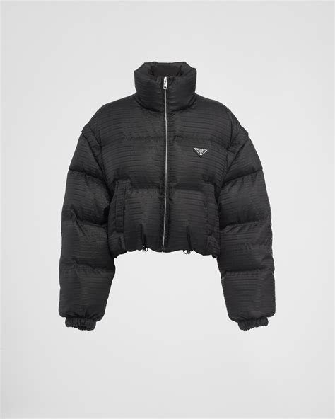 prada re-nylon cropped hooded down jacket